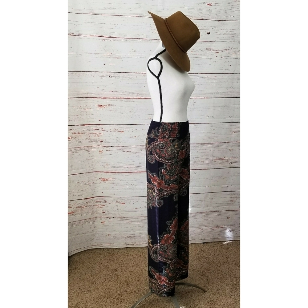 JOY HAN // high waist silky paisley wide leg pants - Picture 6 of 16